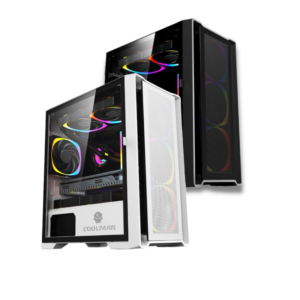 COOLMAN CASE (RUBY) WITH 3PCS COLOUR FANS BLACK / WHITE